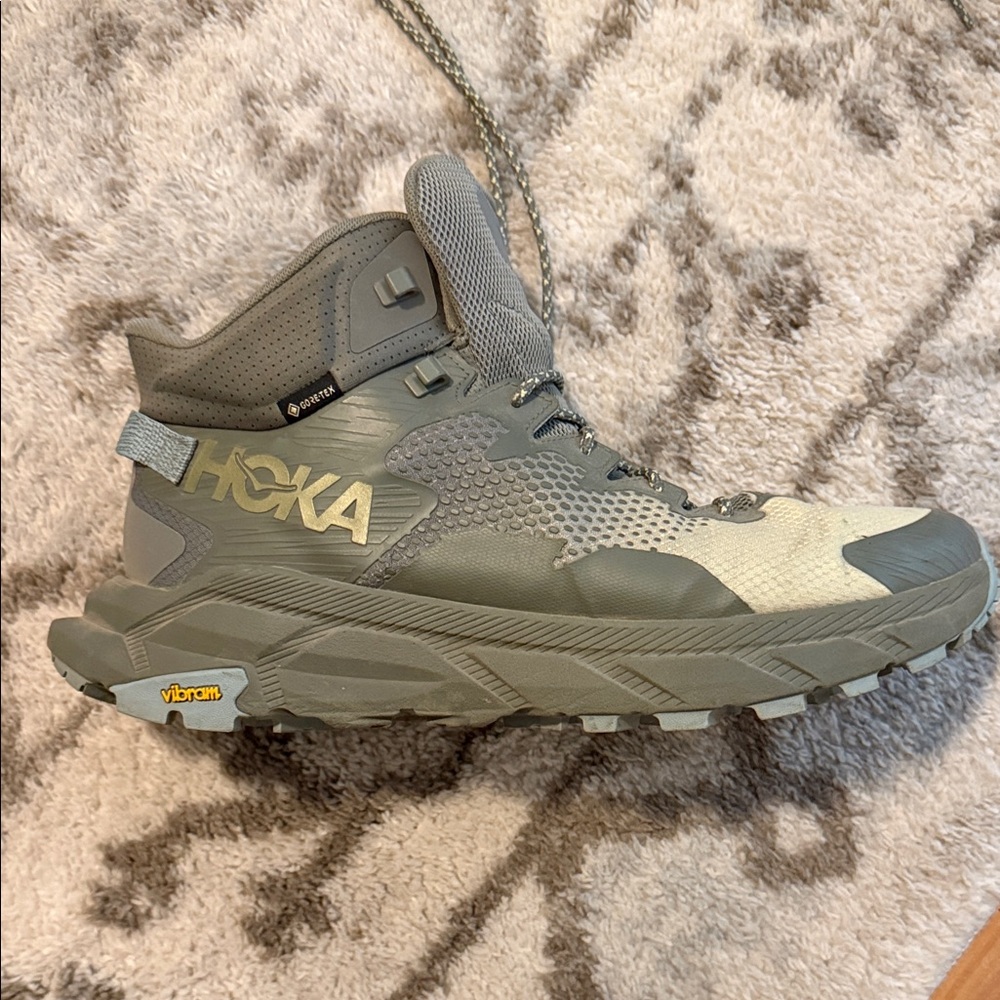 Hoka Gray and Cream High-Top Boots